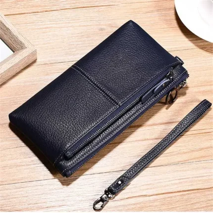 Women Fashion Solid Color Leather Zipper Purse - Image 2