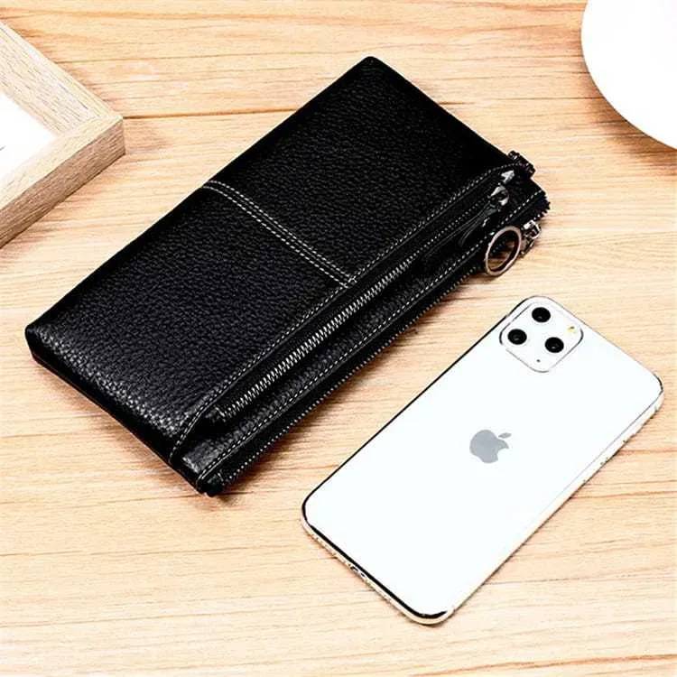327GL117_116600.webp Women Fashion Solid Color Leather Zipper Purse - Image 3
