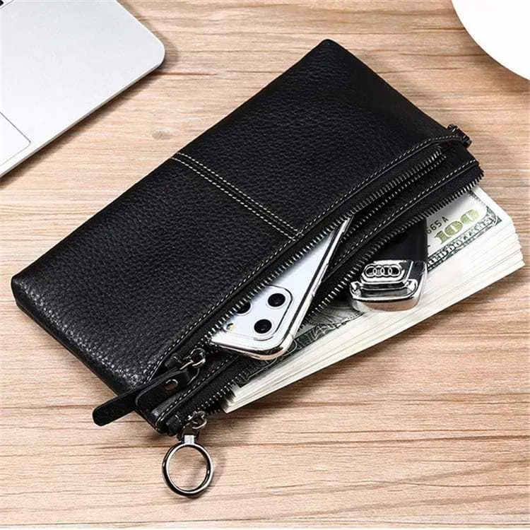 327GL117_116602.webp Women Fashion Solid Color Leather Zipper Purse - Image 4