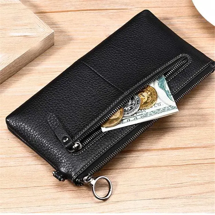 327GL117_116603.webp Women Fashion Solid Color Leather Zipper Purse - Image 5