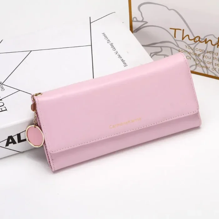 Women Casual Button Solid Color PU Purse - Image 1