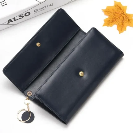 Women Casual Button Solid Color PU Purse - Image 4