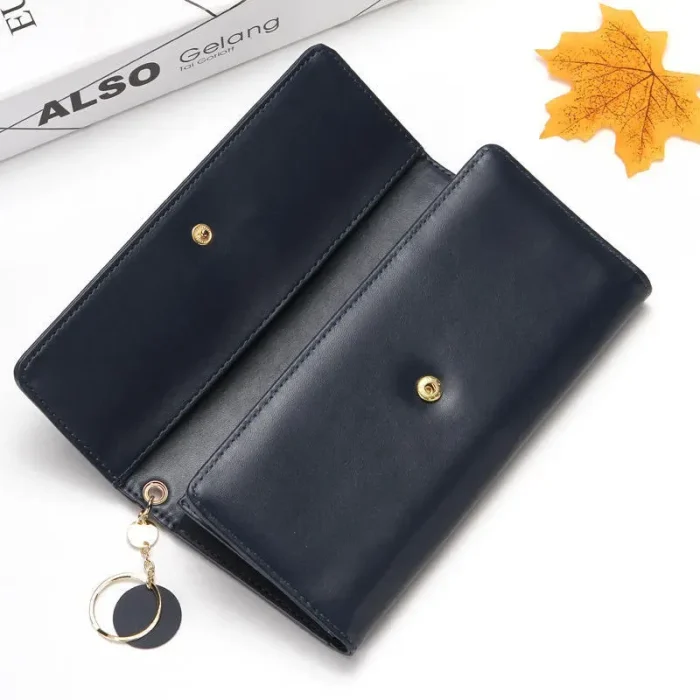 Women Casual Button Solid Color PU Purse - Image 4