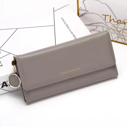 Women Casual Button Solid Color PU Purse - Image 5