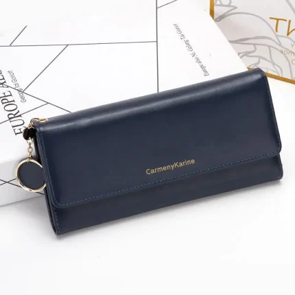 Women Casual Button Solid Color PU Purse - Image 6