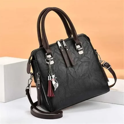 Women Fashion Solid Color Tassel Decoration Shoulder Bag