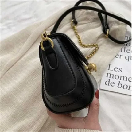 Women Simple Solid Color Metal Ring Decoration Chain Crossbody Bag - Image 2