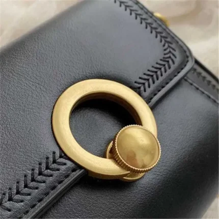 Women Simple Solid Color Metal Ring Decoration Chain Crossbody Bag - Image 6
