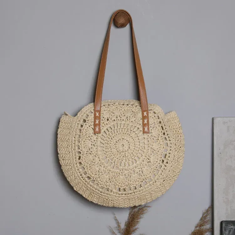 327HB913_114373.webp Women Fashion Solid Color Large Capacity Weave Shoulder Bag - Image 4