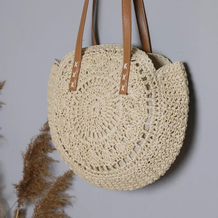 327HB913_114375.webp Women Fashion Solid Color Large Capacity Weave Shoulder Bag - Image 5