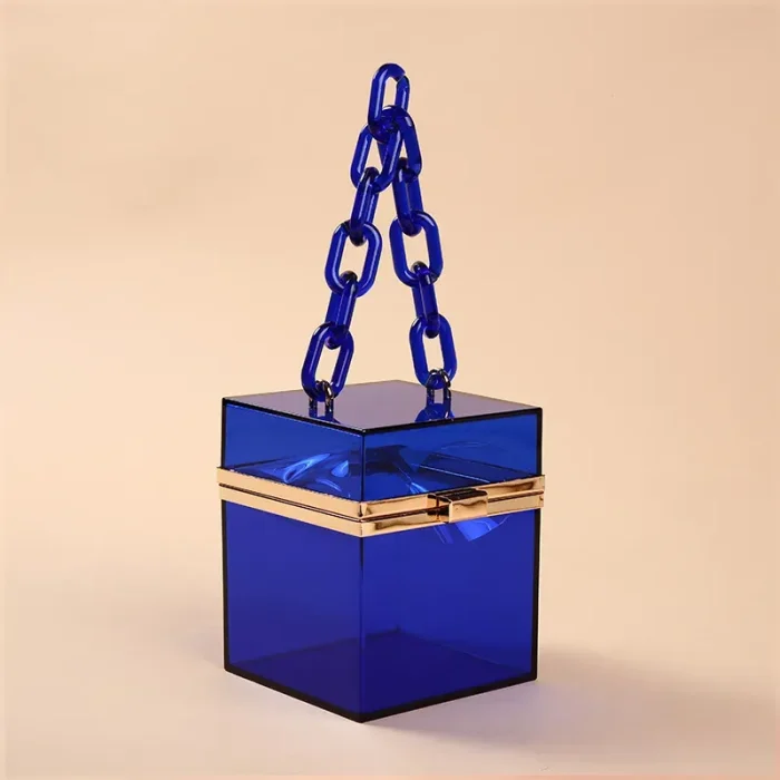 Summer Transparent Jelly Color Women Square Chain Party Bag - Image 1