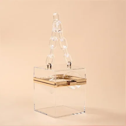 Summer Transparent Jelly Color Women Square Chain Party Bag - Image 3