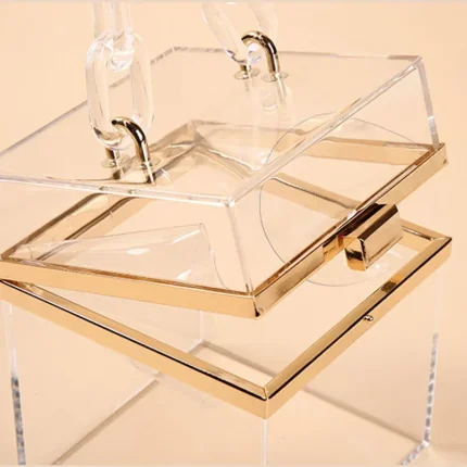 Summer Transparent Jelly Color Women Square Chain Party Bag - Image 4