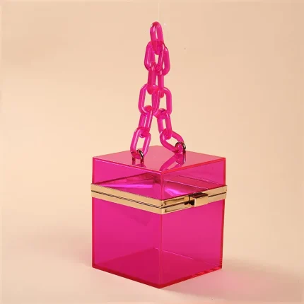Summer Transparent Jelly Color Women Square Chain Party Bag - Image 6