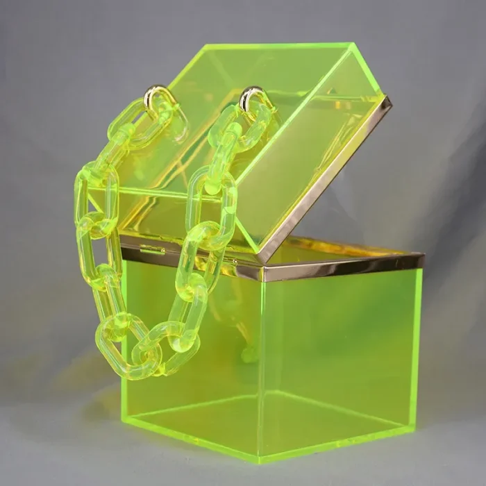 Summer Transparent Jelly Color Women Square Chain Party Bag - Image 7