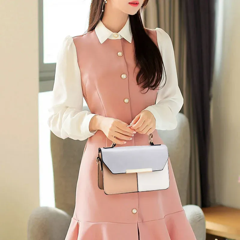 ALYX0899_117303.webp Women Fashion Block Color Flap Handle Bag - Image 4