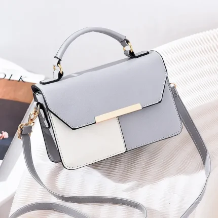 Women Fashion Block Color Flap Handle Bag - Image 5