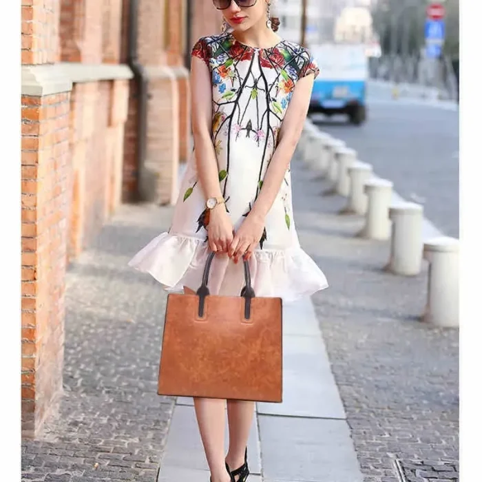 Female Simple Fashion Shopping PU Hand Bag - Image 3