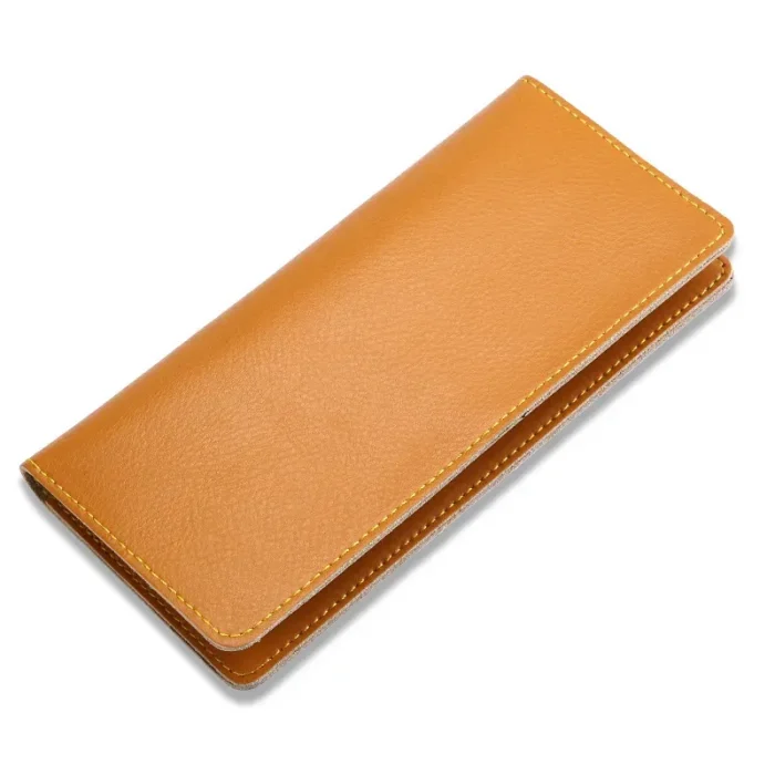 Genuine Leather Simple Women Fashion Solid Color Bifold Purse - Image 1