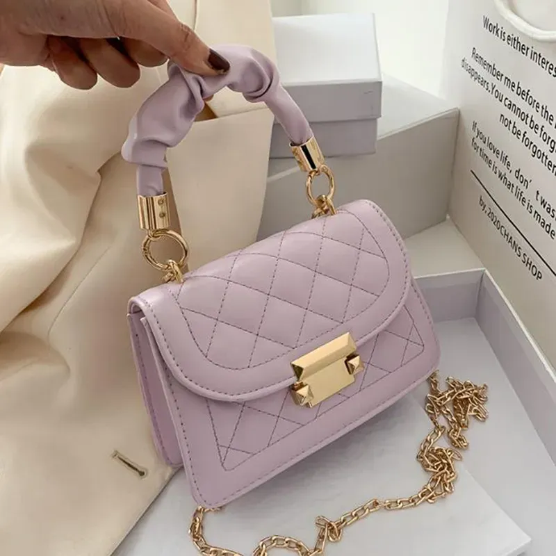 T1035CA99F_115626.webp Women Fashion Flap Buckle Design Solid Color Rhombus Stitching PU Crossbody Bag - Image 6