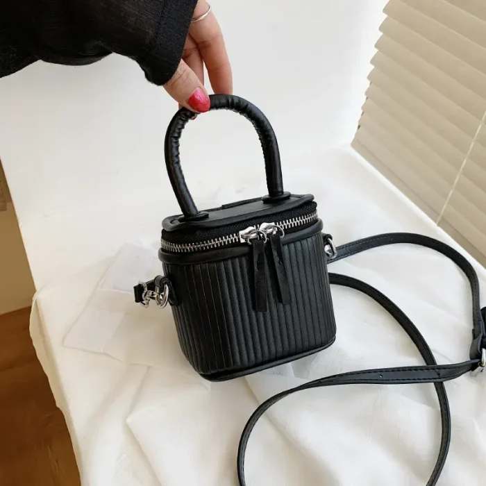 Women Fashion Zipper Design Solid Color PU Crossbody Bag - Image 7