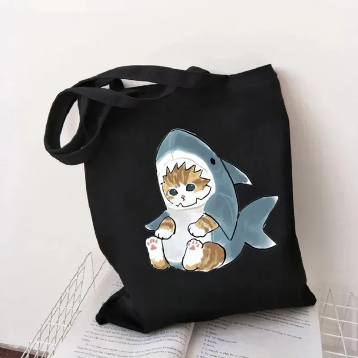 Women Casual Cartoon Pattern Large Capacity Canvas Tote Bag - Image 1