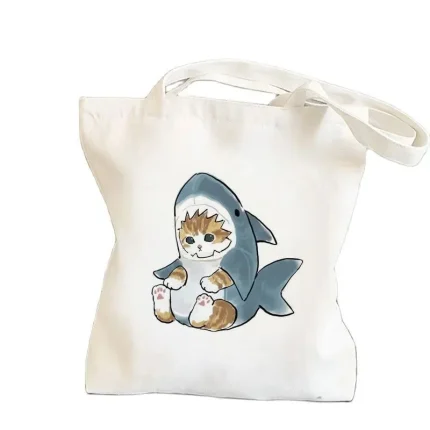 Women Casual Cartoon Pattern Large Capacity Canvas Tote Bag - Image 2