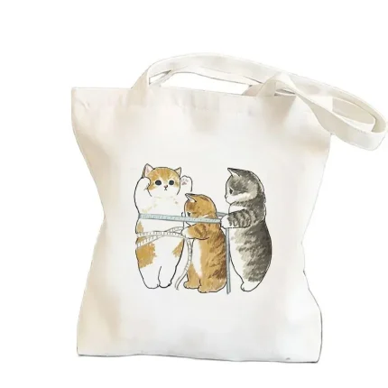 Women Casual Cartoon Pattern Large Capacity Canvas Tote Bag - Image 4