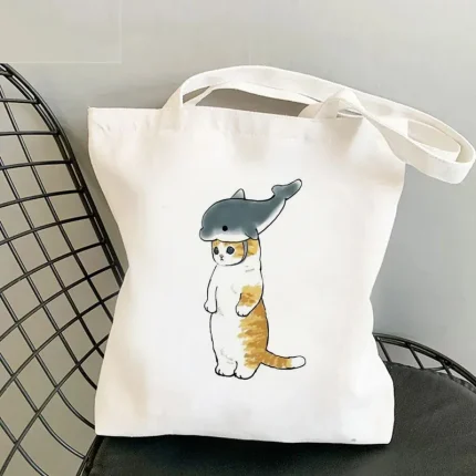 Women Casual Cartoon Pattern Large Capacity Canvas Tote Bag - Image 6