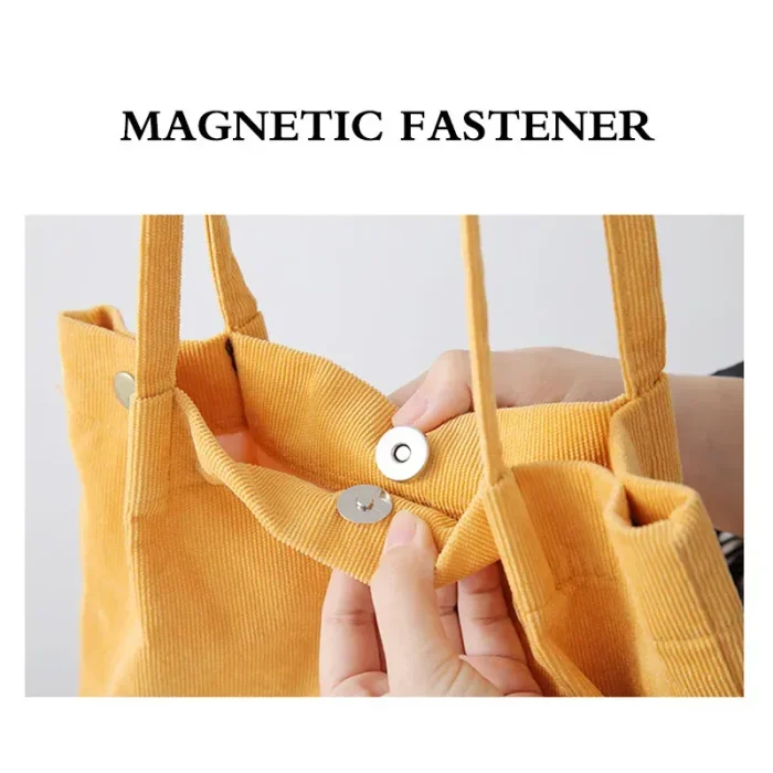 Women Casual Basic Solid Color Large Capacity Corduroy Tote Bag - Image 5