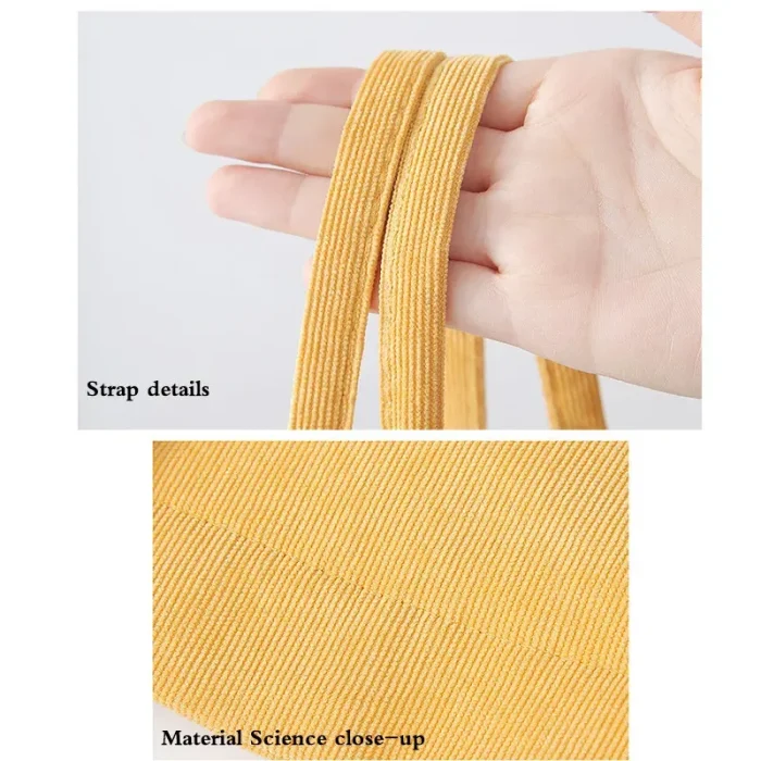 Women Casual Basic Solid Color Large Capacity Corduroy Tote Bag - Image 6