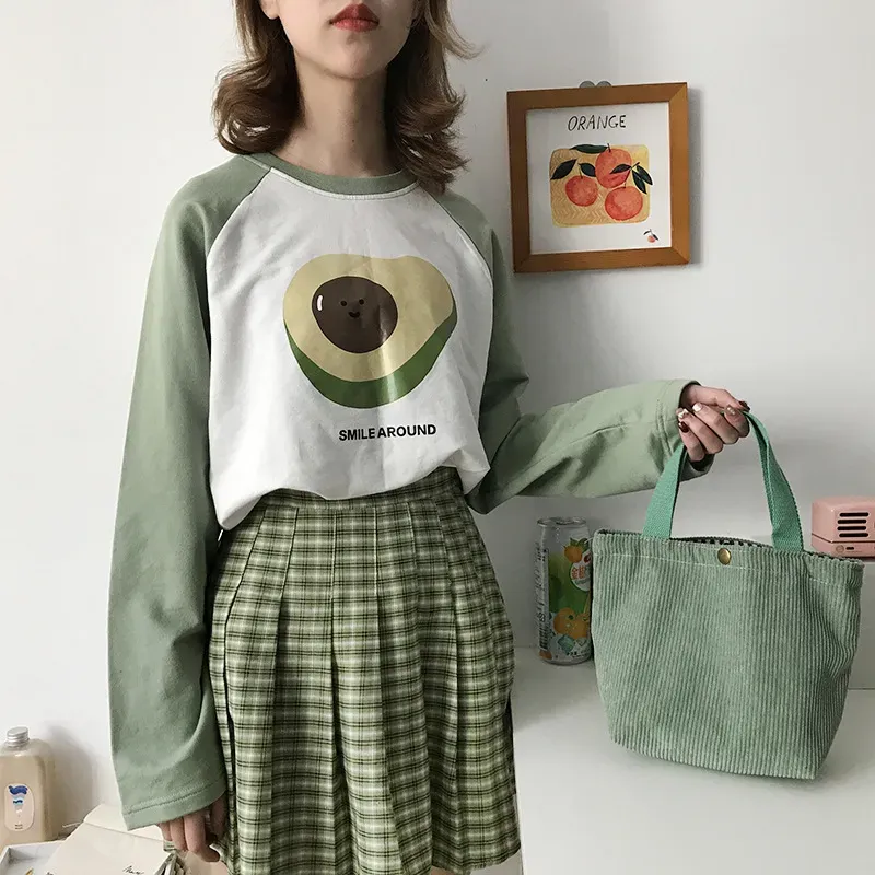 T1035D043F_118771.webp Women Casual Basic Buckle Design Solid Color Corduroy Handle Bag - Image 3