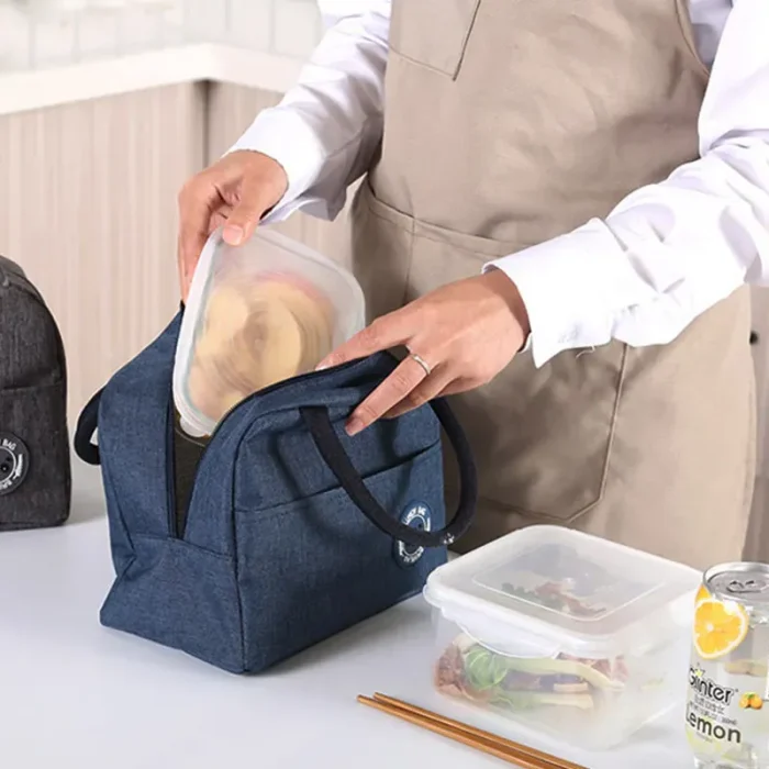 Women Convenient Fresh Cooler Waterproof Nylon Portable Zipper Thermal Oxford Lunch Handle Bag - Image 4