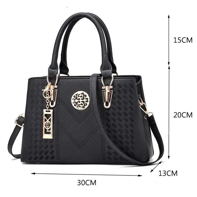 T1035D0635_118689.webp Women Elegant Pendant Decoration Zipper Design Solid Color Large Capacity PU Shoulder Bag - Image 2
