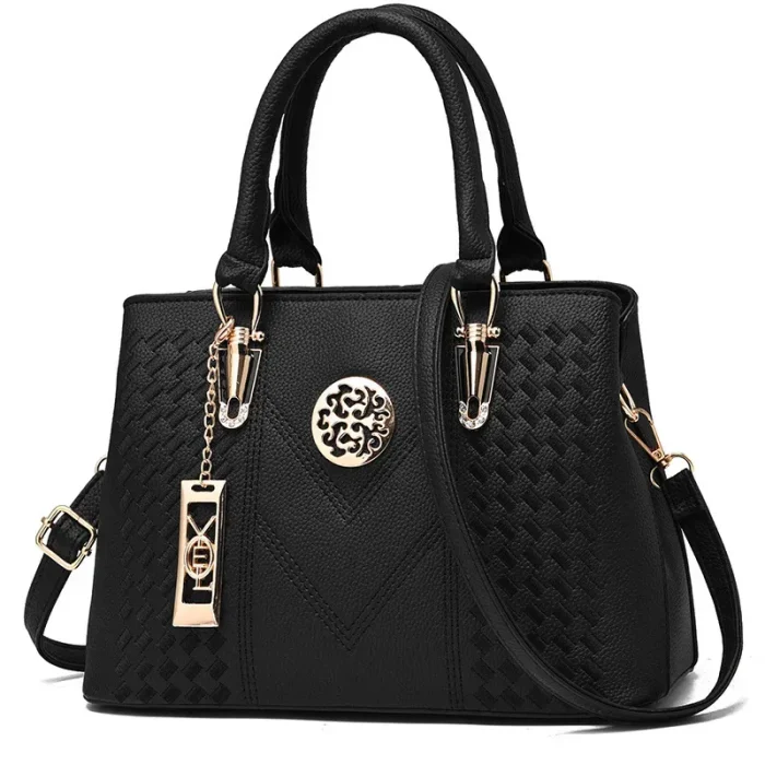 Women Elegant Pendant Decoration Zipper Design Solid Color Large Capacity PU Shoulder Bag - Image 6