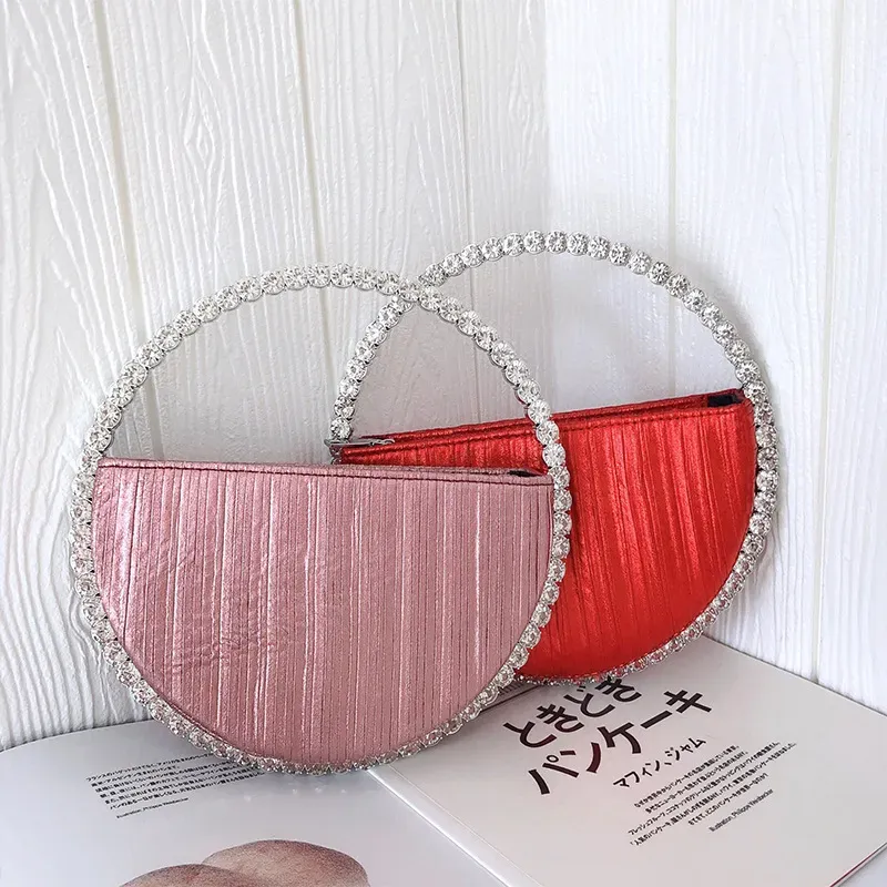 T1035D0D72_117732.webp Women Fashion Creative Sparkling Rhinestone Decorative Round Handle Evening Bag - Image 3