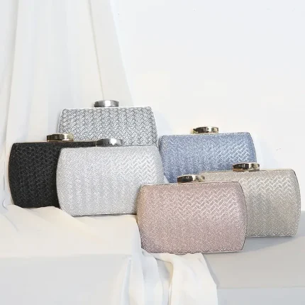 Women Vintage Braided Buckle Design Square Evening Bag