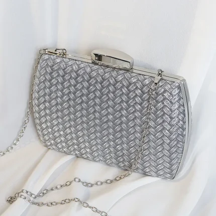 Women Vintage Braided Buckle Design Square Evening Bag - Image 3