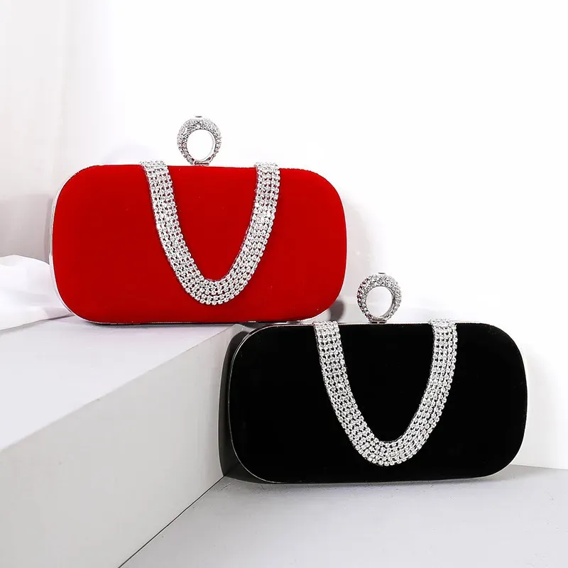 T1035E2475_116848.webp Women Fashion Chic Rhinestone Decorative Buckle Design Evening Bag - Image 1