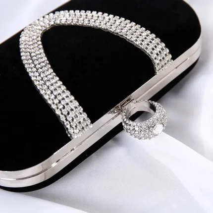 Women Fashion Chic Rhinestone Decorative Buckle Design Evening Bag - Image 2