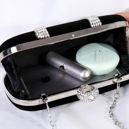 Women Fashion Chic Rhinestone Decorative Buckle Design Evening Bag - Image 4
