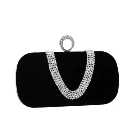 Women Fashion Chic Rhinestone Decorative Buckle Design Evening Bag - Image 5