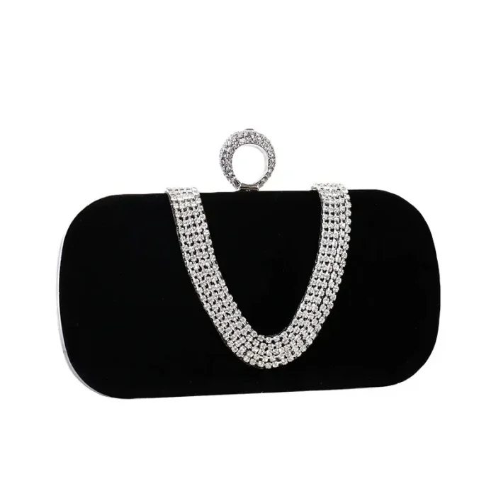 Women Fashion Chic Rhinestone Decorative Buckle Design Evening Bag - Image 5