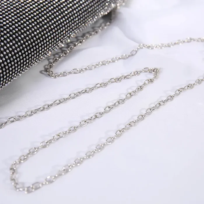 Women Fashion Rhinestone Decorative Flap Design Rectangular Dinner Bag - Image 3