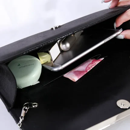 Women Fashion Rhinestone Decorative Flap Design Rectangular Dinner Bag - Image 4