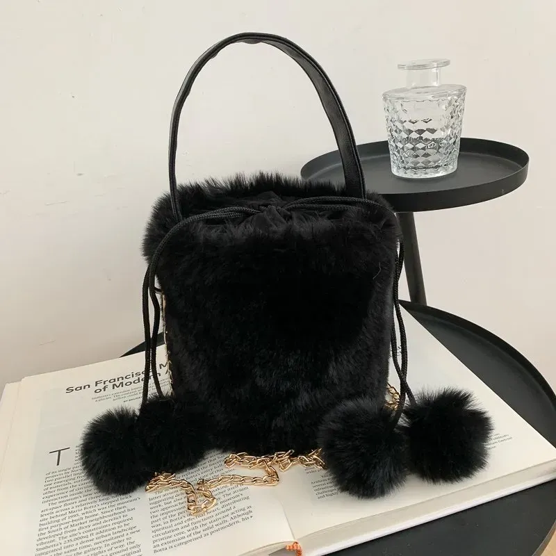 T1035EFC12_113843.webp Women Fashion Plush Drawstring Anti-Theft Hair Ball Portable Bucket Bag - Image 6
