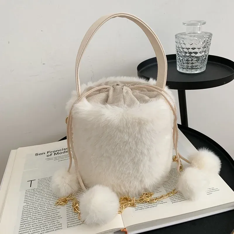 T1035EFC12_113844.webp Women Fashion Plush Drawstring Anti-Theft Hair Ball Portable Bucket Bag - Image 7