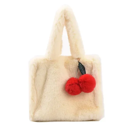 Women Fashion Cherry Plush Tote Bag - Image 7