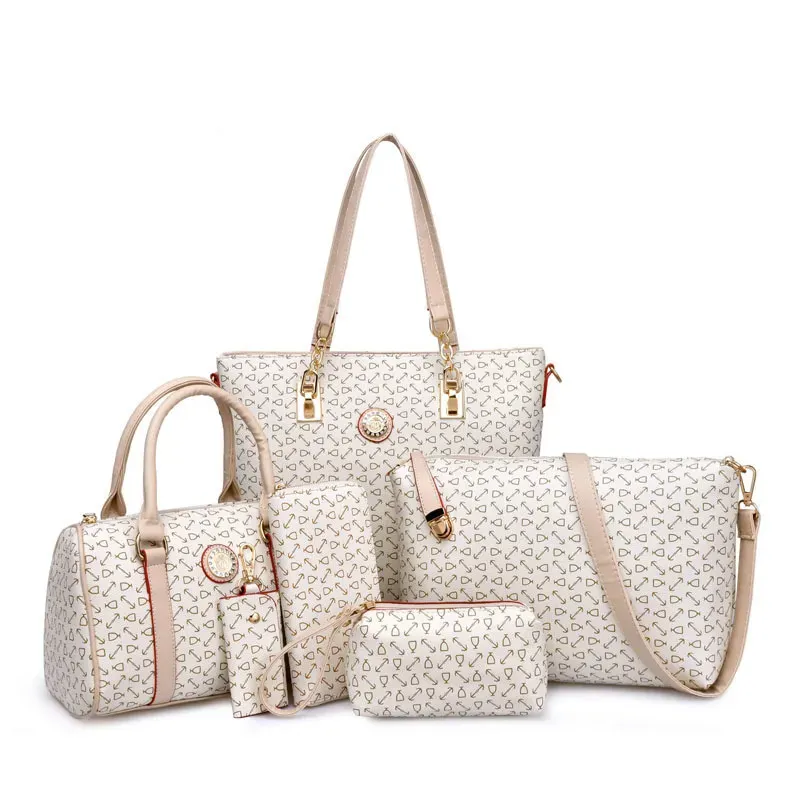 T1035F4D39_113701.webp 6 In 1 Women Fashion Arrow Pattern Print Single Shoulder Large-Capacity Handbag Wallet Set - Image 1