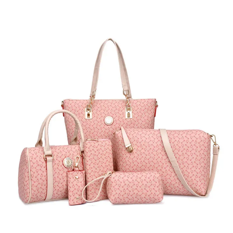T1035F4D39_113702.webp 6 In 1 Women Fashion Arrow Pattern Print Single Shoulder Large-Capacity Handbag Wallet Set - Image 2